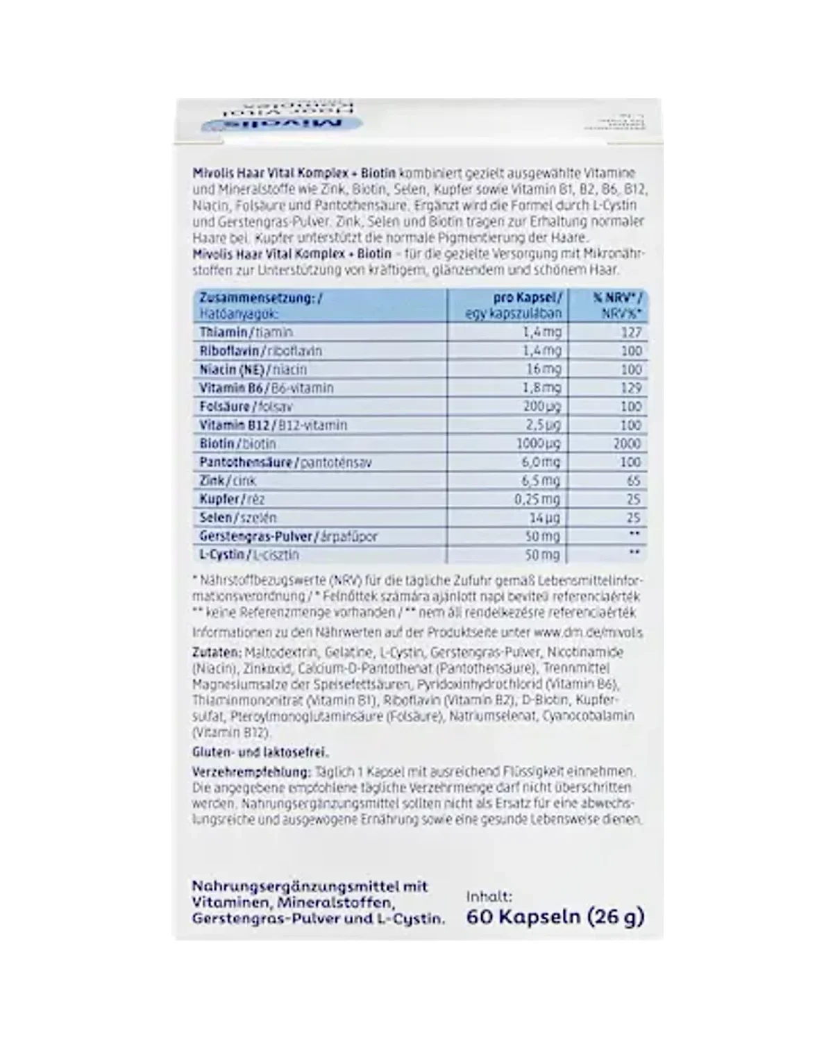 Mivolis Haar Vital Hair Vital Complex Capsules 60 capsule