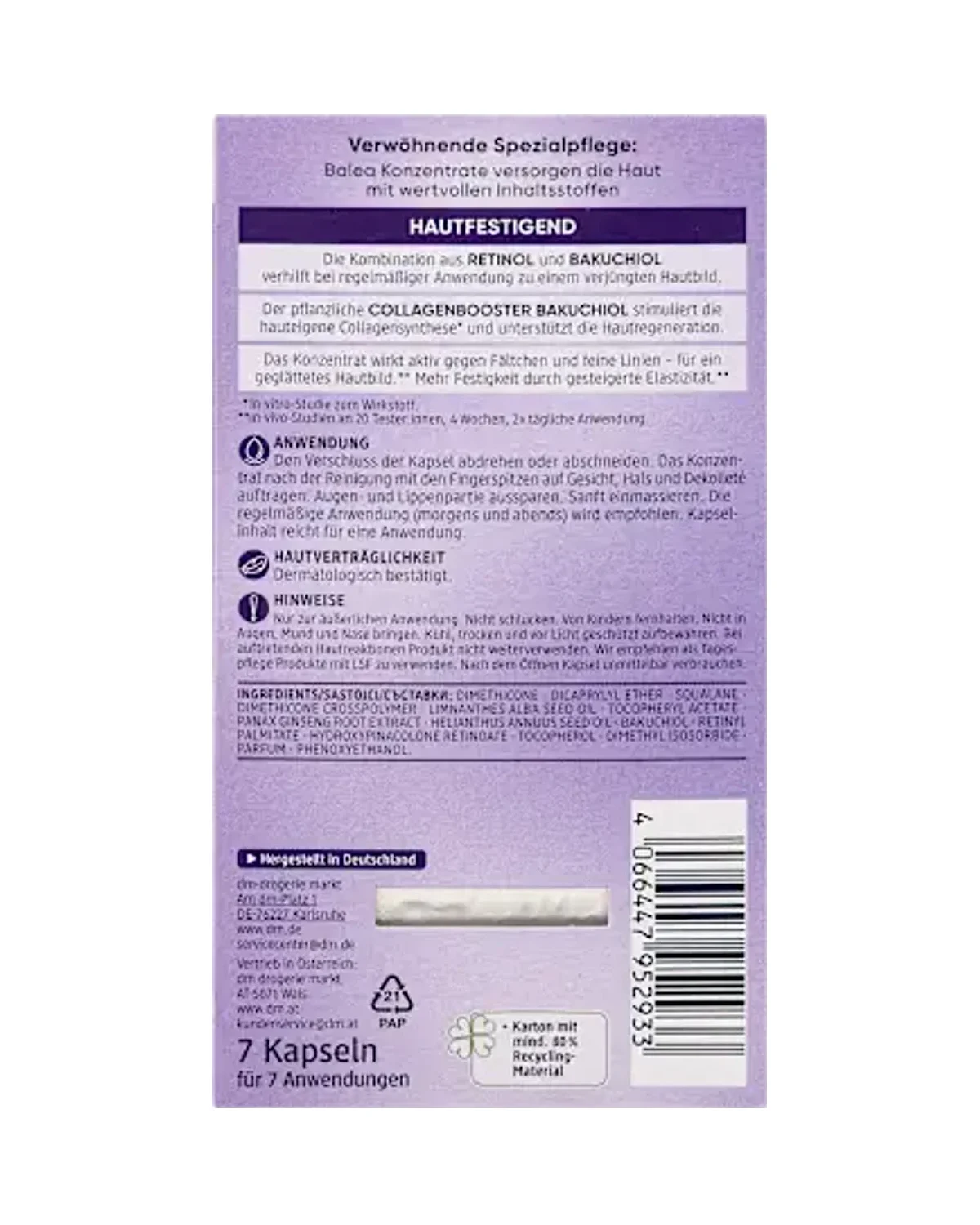 Balea Konzentrat Retinol Concentrate Ampoules 7 ampoule Retinol